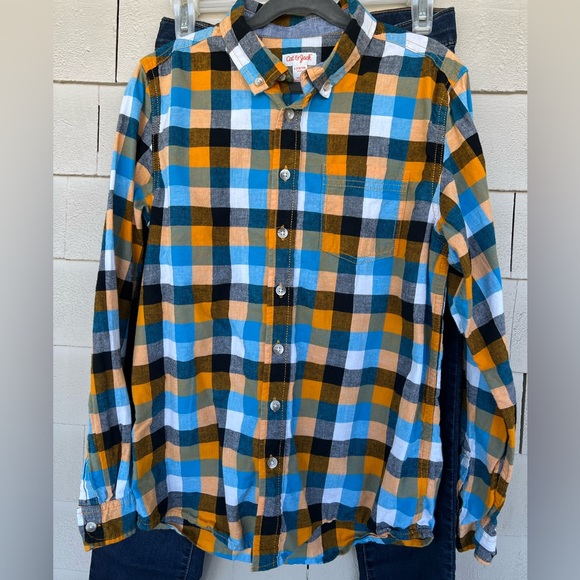 Cat and Jack plaid button down shirt size L 🎀 - Picture 1 of 3